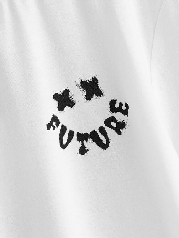 SHEIN T-shirt à motif de lettres - Blanc - Voir 3