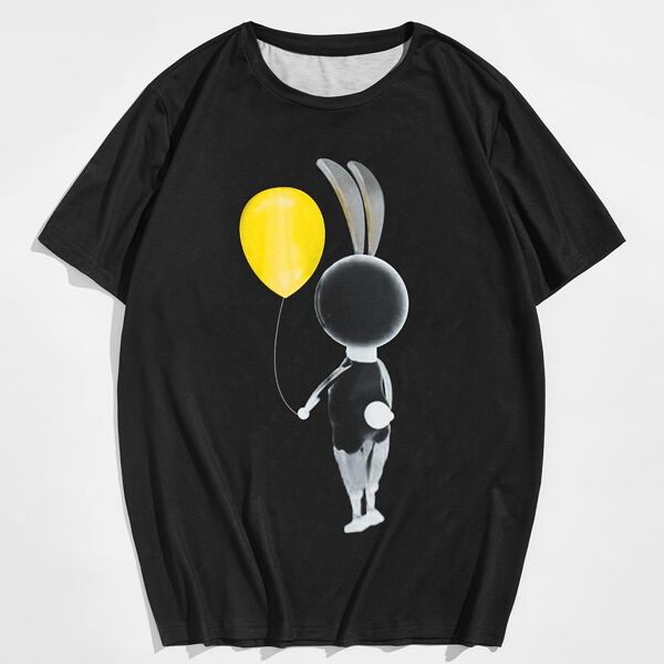 

Men Cartoon Graphic Tee, Black