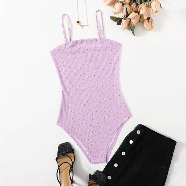 

Ditsy Floral Cami Bodysuit, Lilac purple