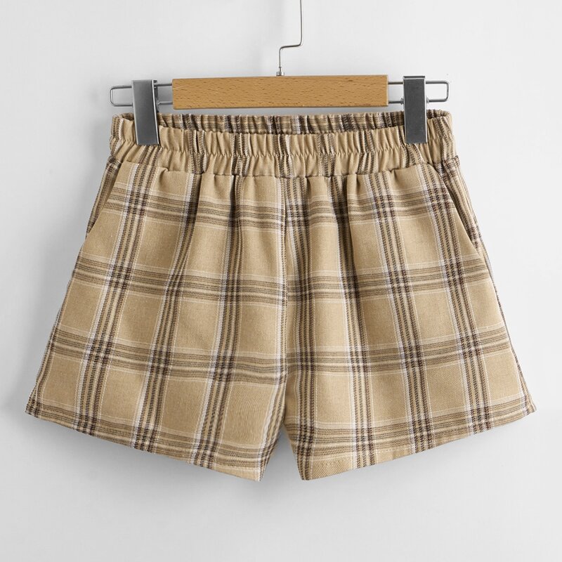 

Plaid Elastic Waist Shorts, Multicolor