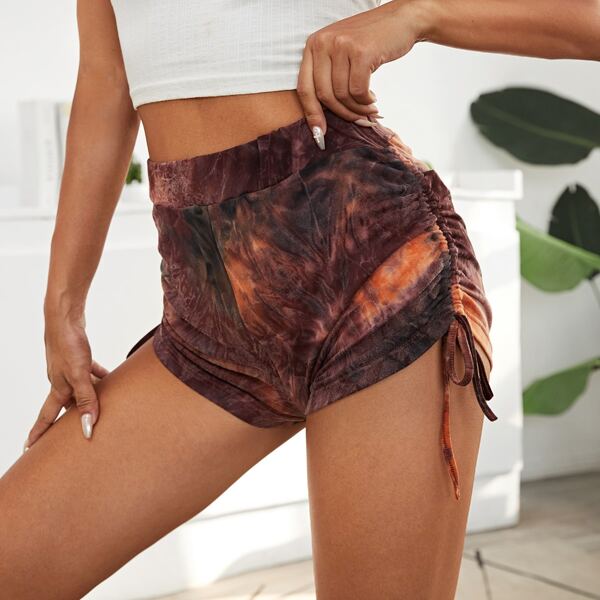 

Tie Dye Drawstring Side Track Shorts, Multicolor