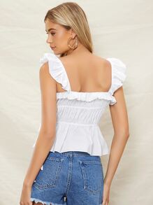 SHEIN Top ribete con fruncido - Blanco - Ver 2