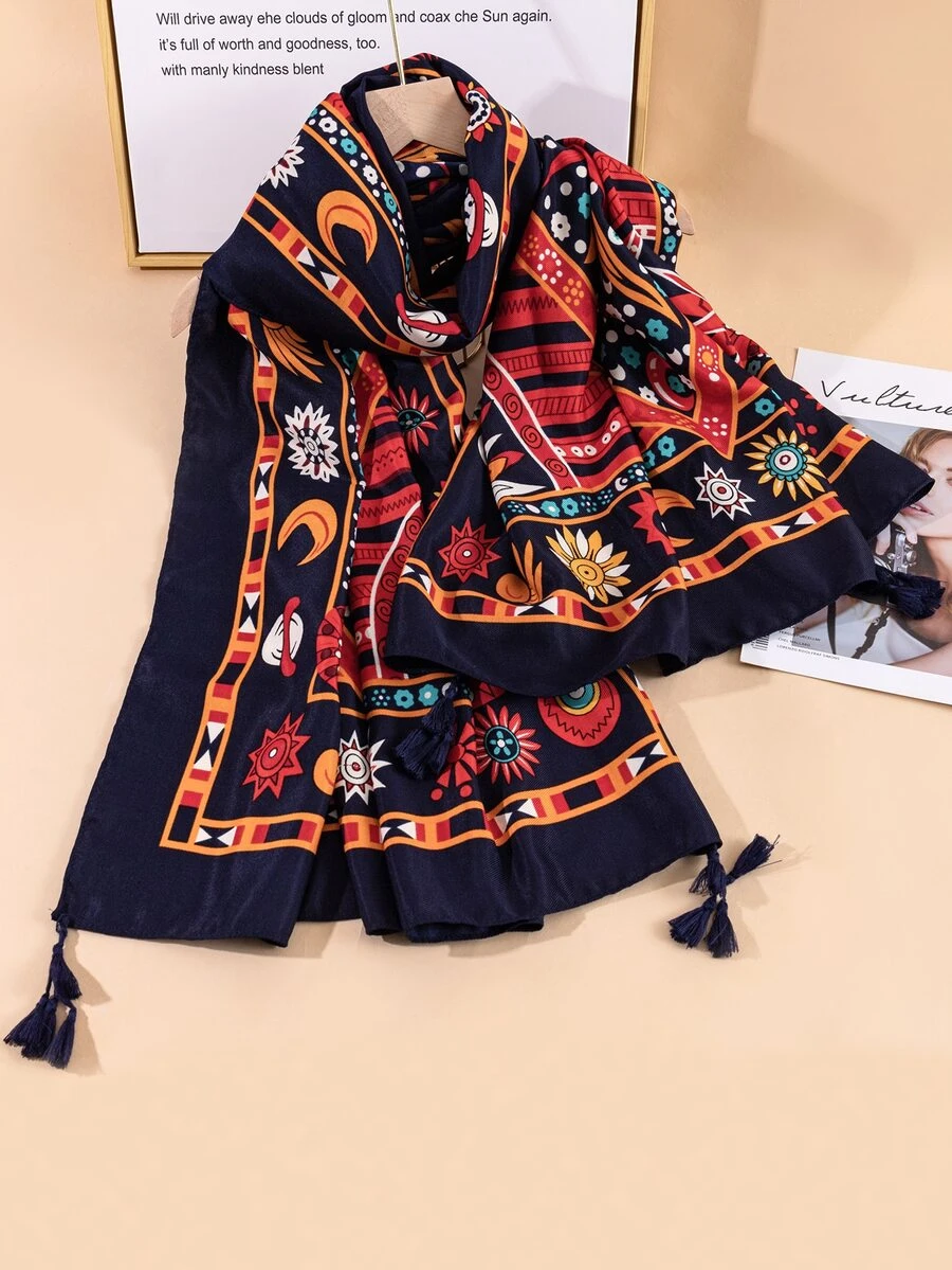 EMERY ROSE Geometric Print Scarf - Multicolor - View 1