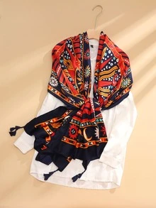 EMERY ROSE Geometric Print Scarf - Multicolor - View 3