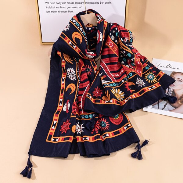 

Geometric Print Scarf, Multicolor