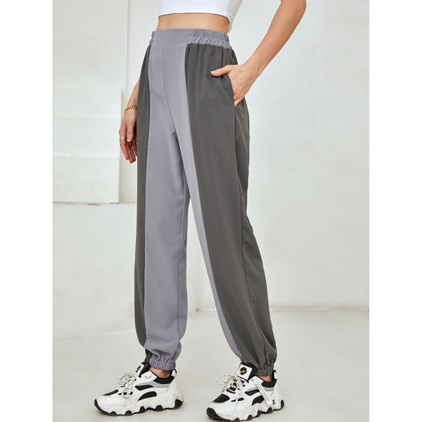 

Color Block Carrot Pants, Grey