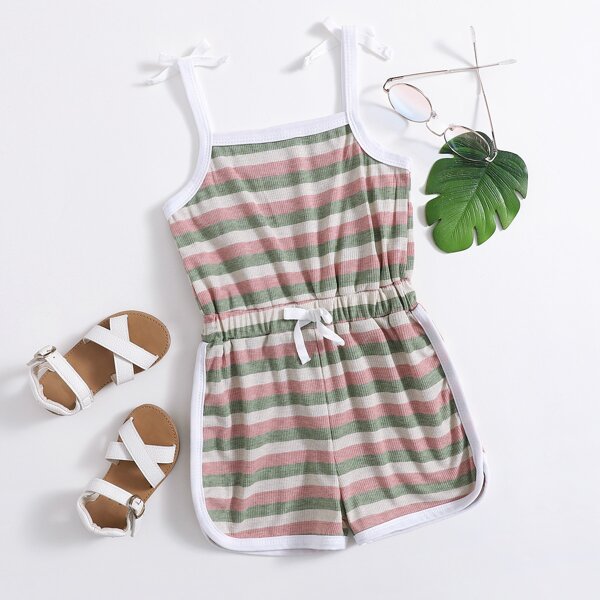 

Toddler Girls Striped Knot Shoulder Cami Romper, Multicolor