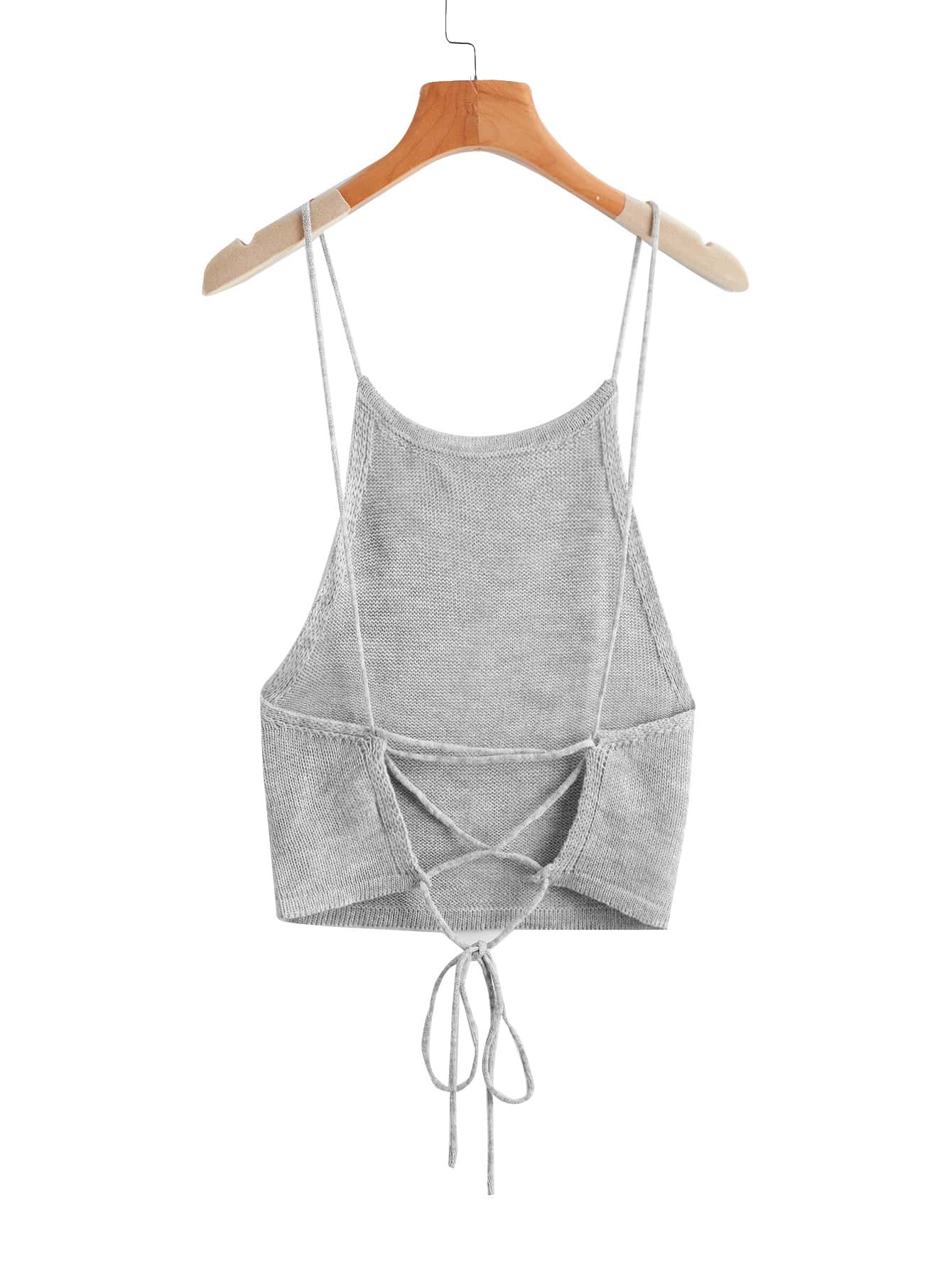 SHEIN EZwear 十字交叉繫帶針織上衣 - 淺灰色 - 查看 1