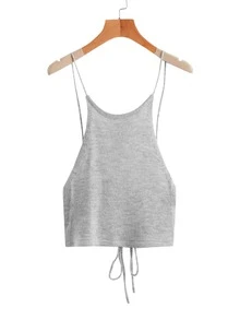 SHEIN EZwear 十字交叉繫帶針織上衣 - 淺灰色 - 查看 2