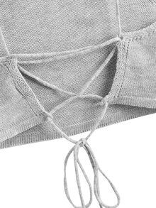 SHEIN EZwear 十字交叉繫帶針織上衣 - 淺灰色 - 查看 4