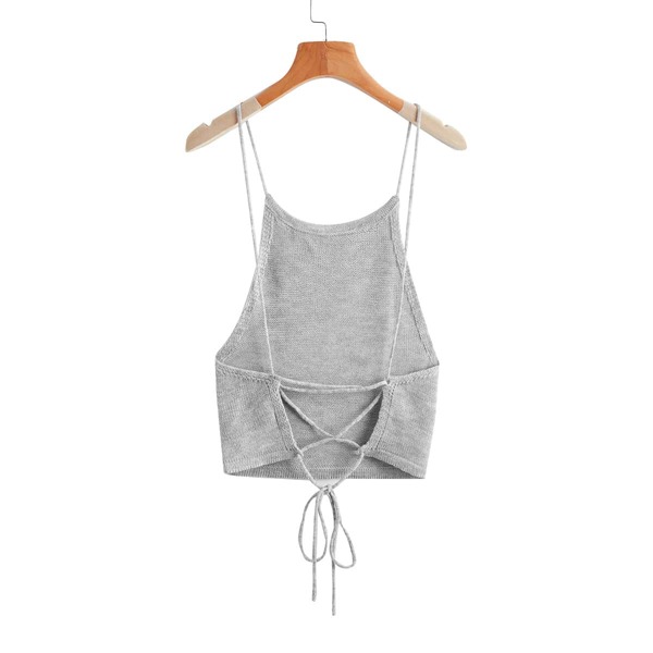 

Crisscross Tie Back Knit Top, Light grey