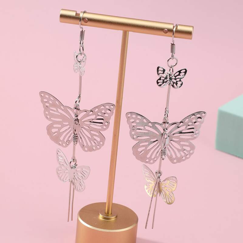 

1pair Butterfly Decor Earrings, Silver
