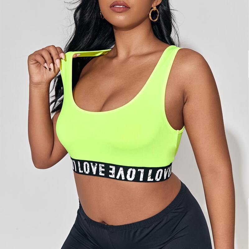 

Plus Letter Tape Bralette, Lime green