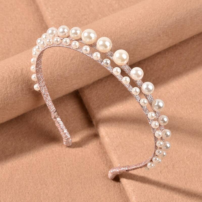 

Faux Pearl Decor Headband, Pink