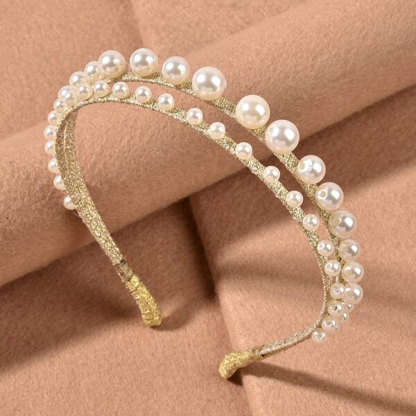 

Faux Pearl Decor Headband, Gold