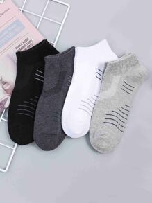 4pairs Men Striped Ankle Socks - Multicolor - View 1