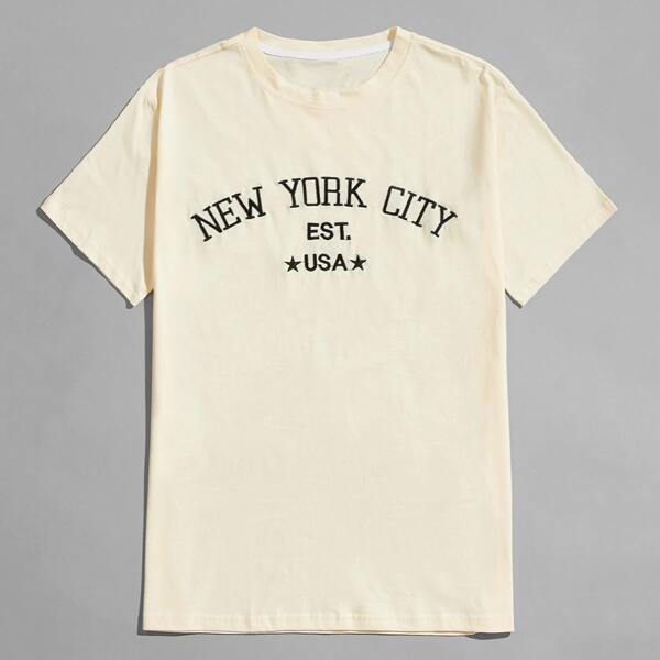 

Guys Letter Embroidery Tee, Beige
