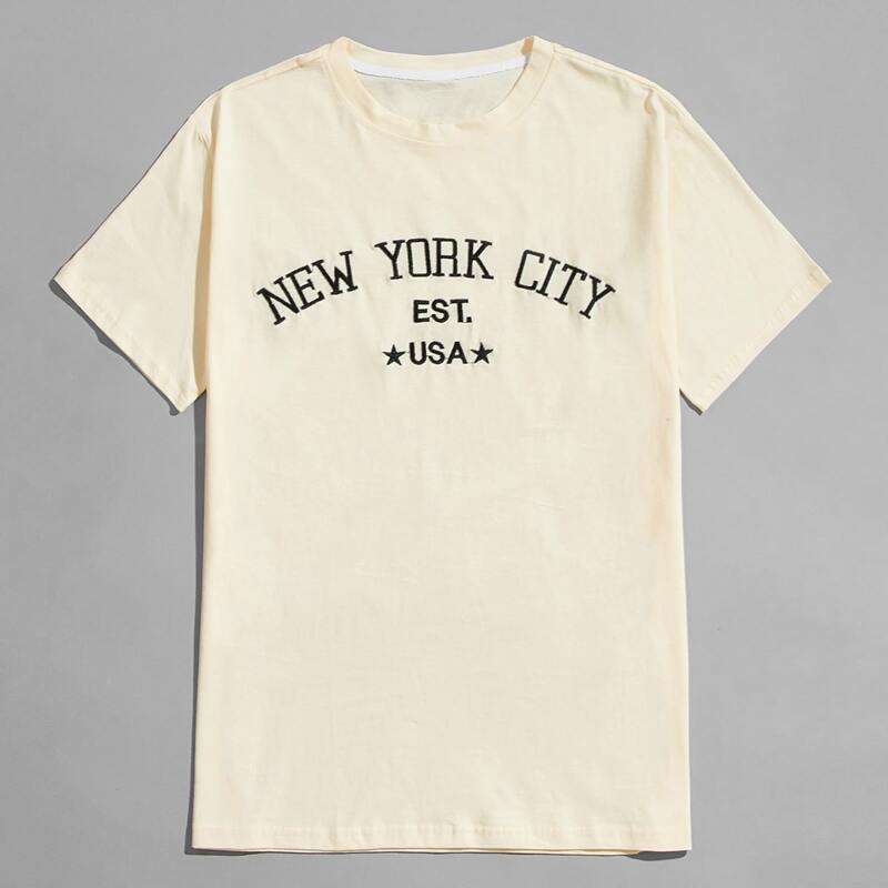 

Guys Letter Embroidery Tee, Beige