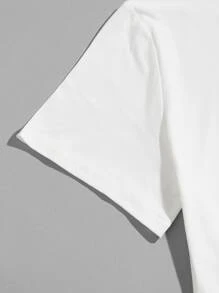 Manfinity Hypemode 男士標語圖案T恤和腰部抽繩運動褲 - 藍白色 - 查看 3