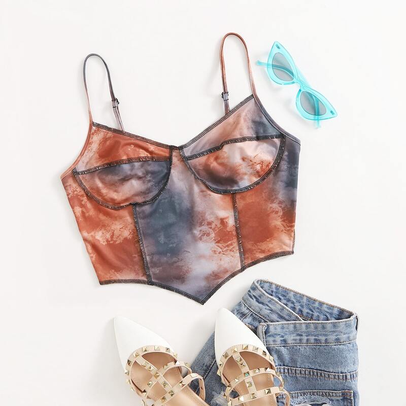

Tie Dye Asymmetrical Hem Cami Top, Multicolor