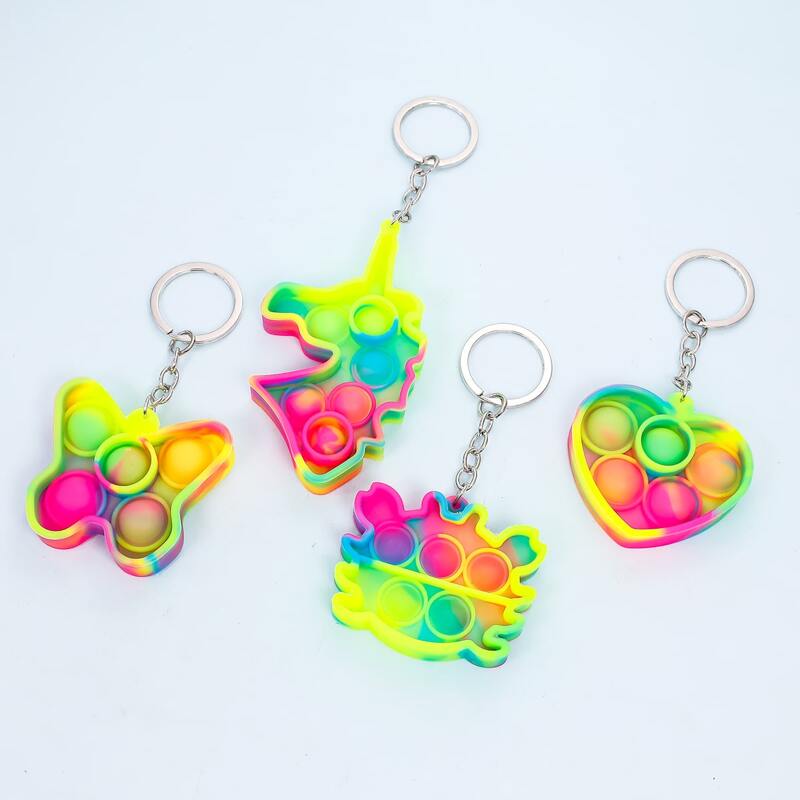 

4pcs Creative Stress Relief Keychain, Multicolor