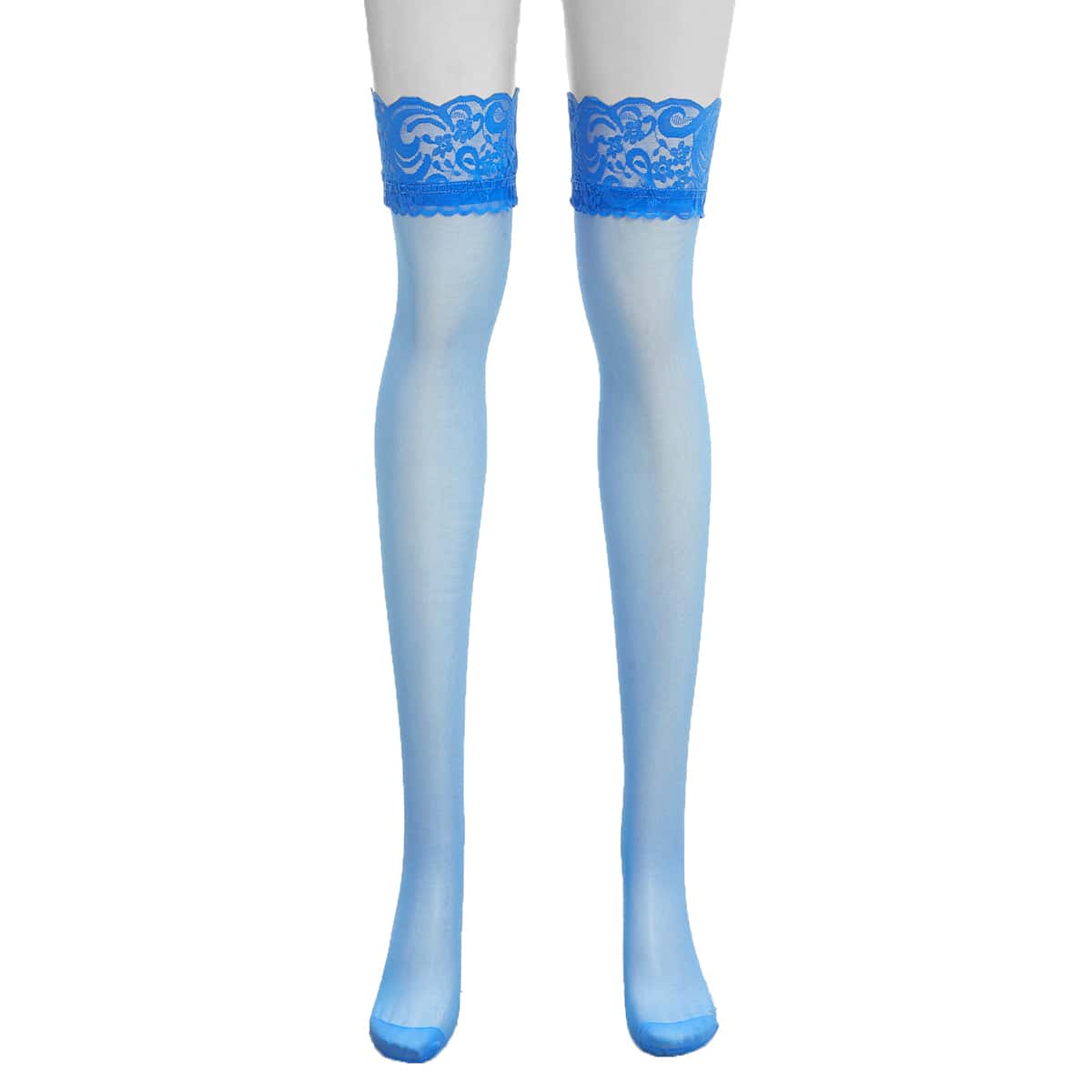

Lace Trim Over The Knee Socks, Royal blue