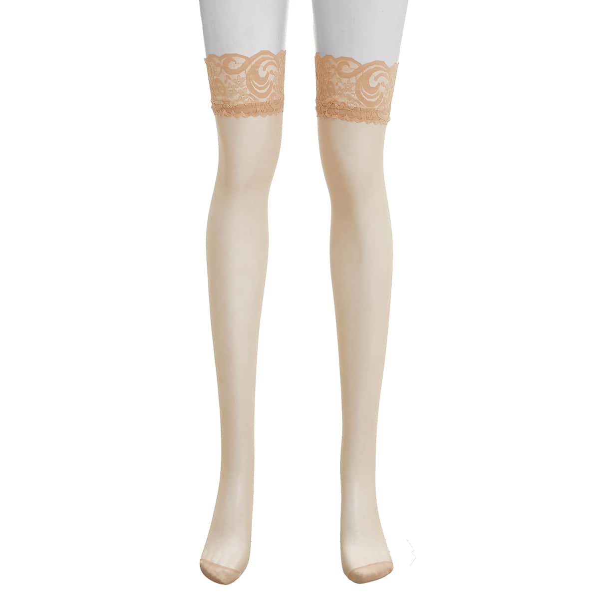 

Lace Trim Over The Knee Socks, Apricot