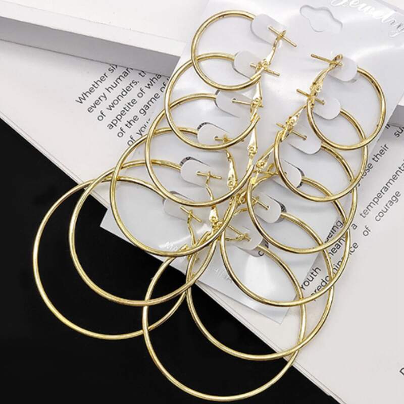 

6pairs Minimalist Hoop Earrings, Gold