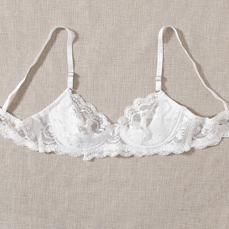 

Scallop Trim Lace Bra, White