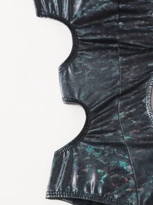 Ring Linked Cut Out Teddy Bodysuit - Dark Grey - View 4