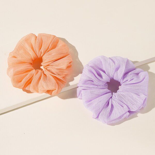 

2pcs Solid Scrunchies, Multicolor