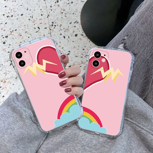 

2pcs Heart Pattern Phone Case, Multicolor