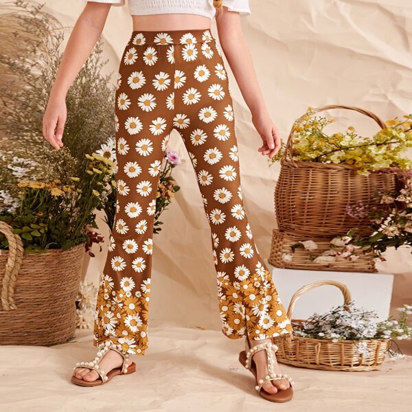 

Girls Daisy Floral Flare Leg Pants, Multicolor