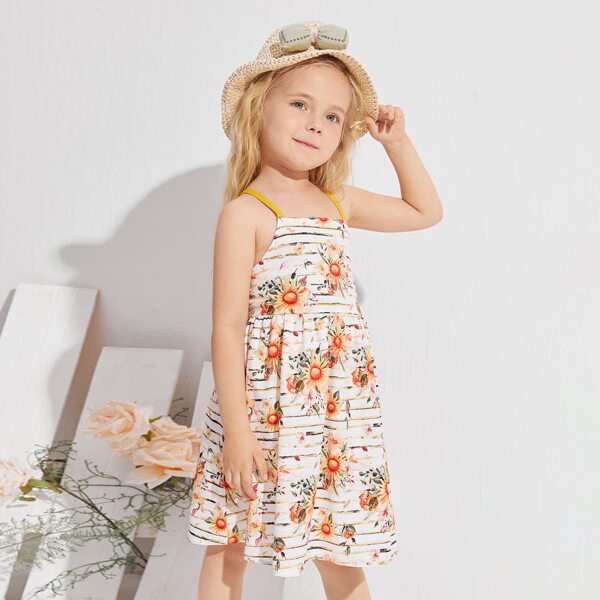

Toddler Girls Sunflower Print Criss-cross Cami Dress, Multicolor