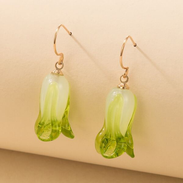 

Chinese Cabbage Drop Earrings, Gold