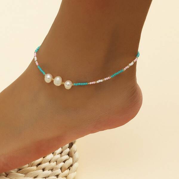 

Girls Faux Pearl Decor Anklet, Multicolor