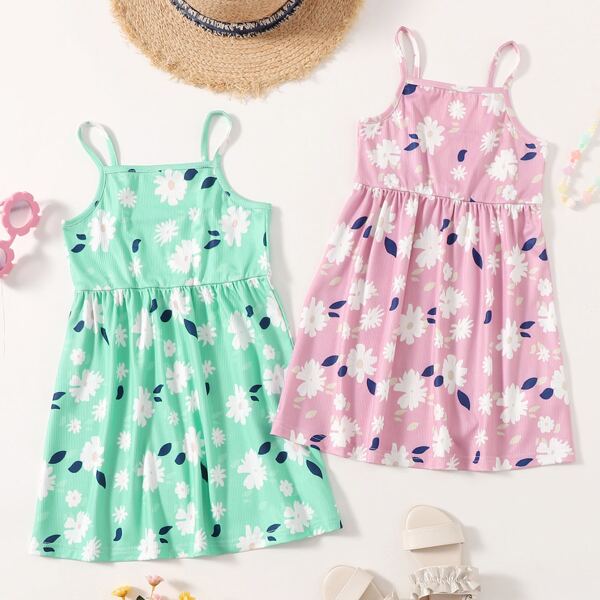

Toddler Girls 2pcs All Over Floral Print Cami Dress, Multicolor