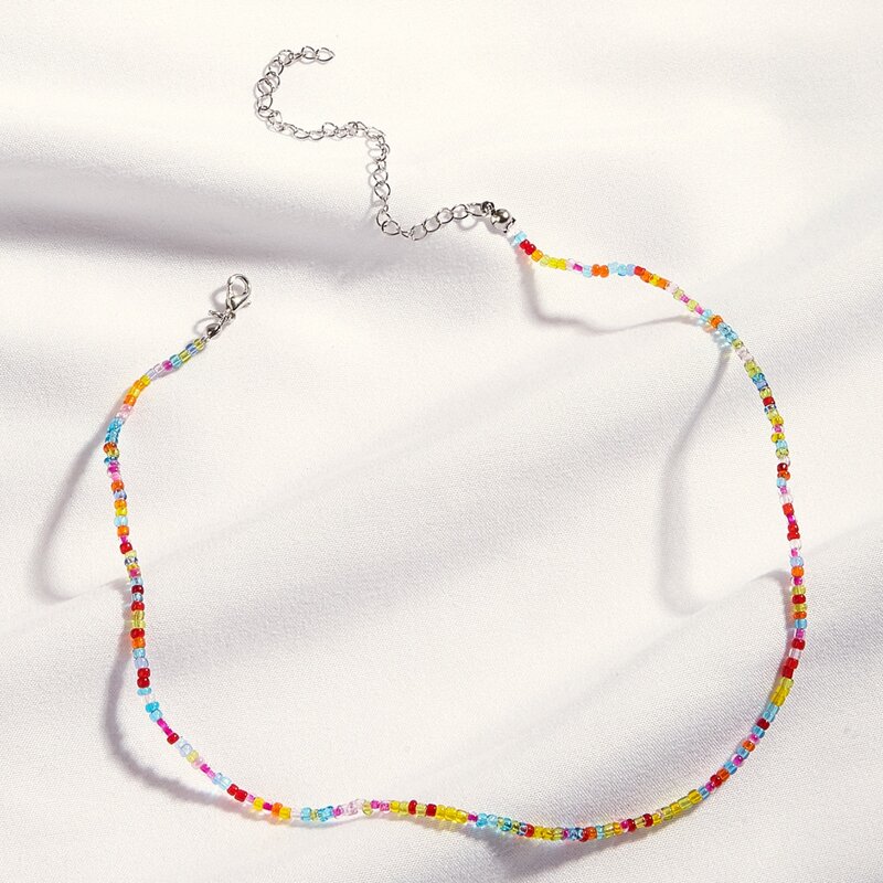 

1pc Colorful Beaded Necklace, Multicolor