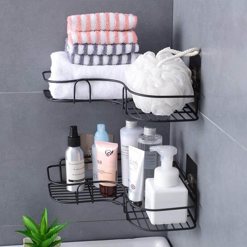 

1pc Bathroom Storage Rack, Black