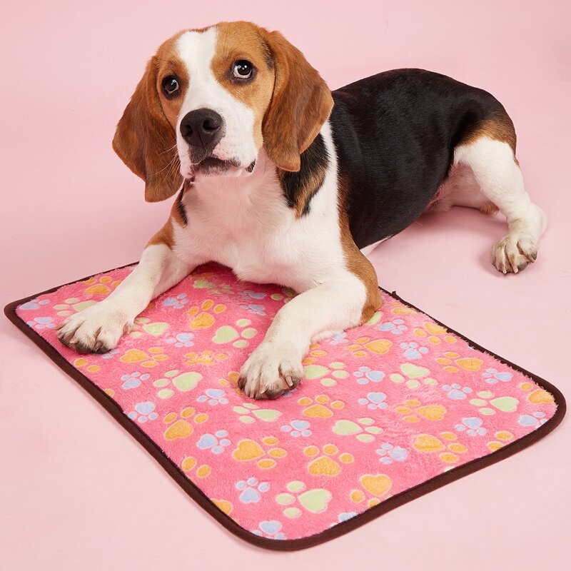 

1pc Paw Print Pet Crate Mat, Pink