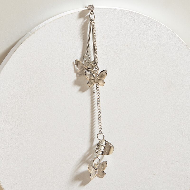 

1pc Butterfly Decor Ear Cuff, Silver