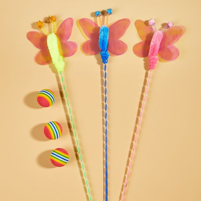 

1pc Random Butterfly Cat Teaser Wand & 1pc Ball, Green