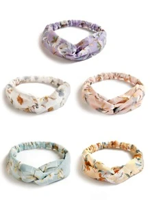 5入組花卉印花髮帶Boho風格 - 彩色 - 查看 1