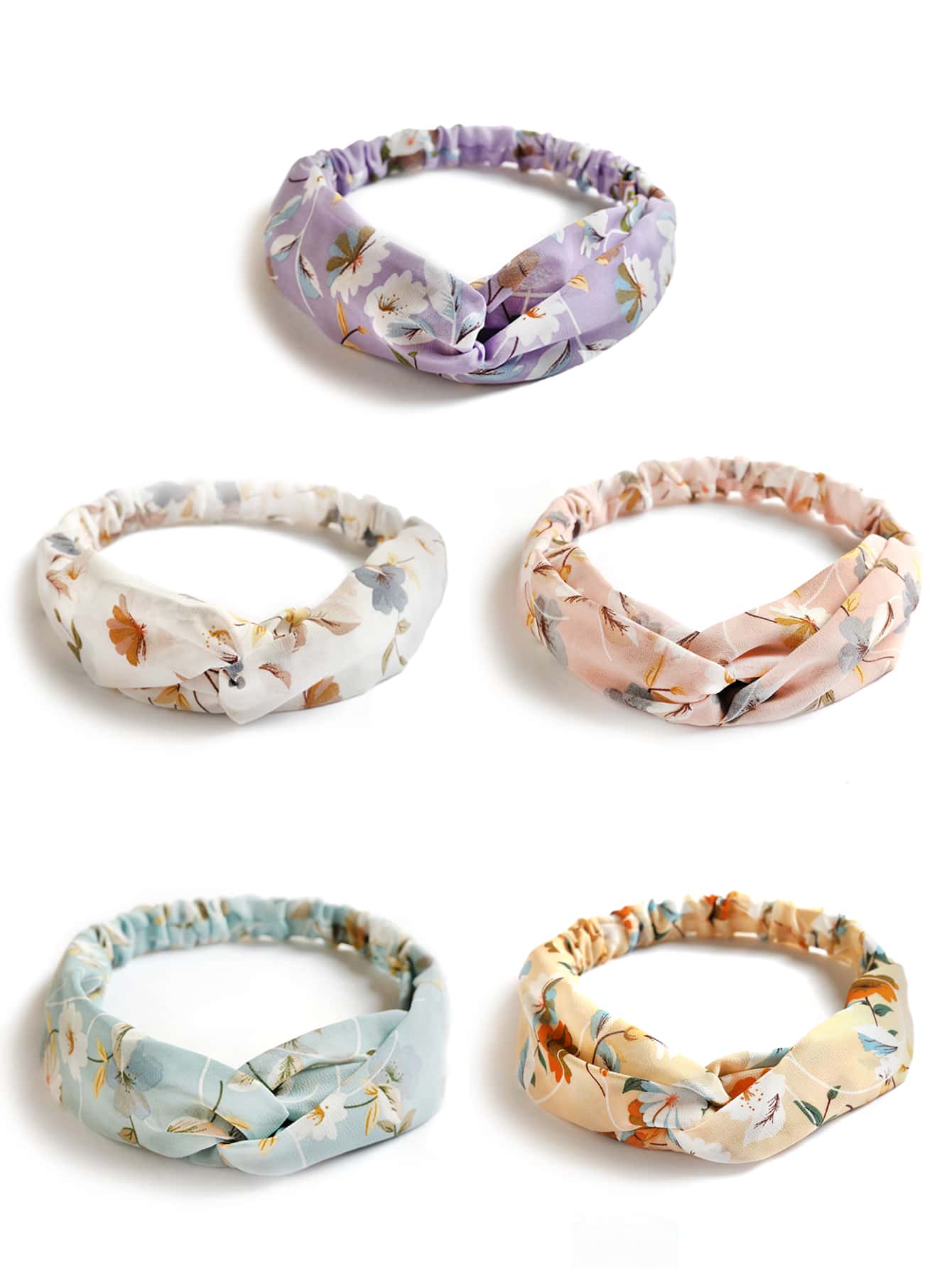 5入組花卉印花髮帶Boho風格 - 彩色 - 查看 1