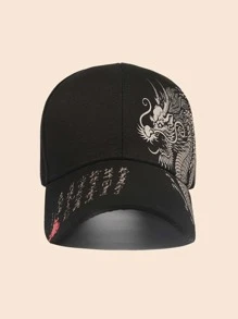 Mũ bóng chày nam in hình rồng Trung Quốc Boho - màu đen - Xem 2