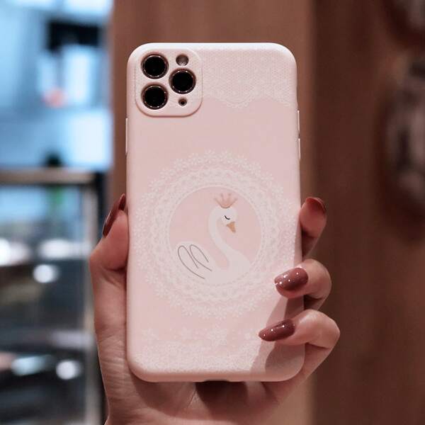 

Cartoon Swan Phone Case, Pink