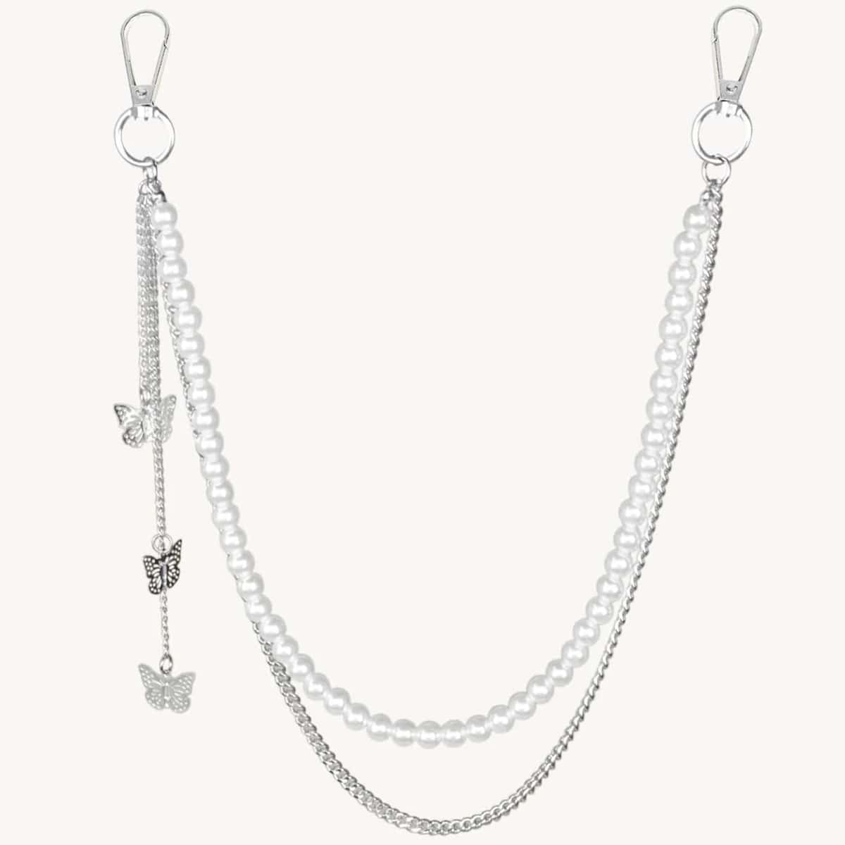 

Butterfly Charm Pants Chain, White