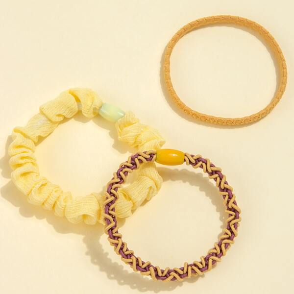 

3pcs Simple Hair Tie, Yellow