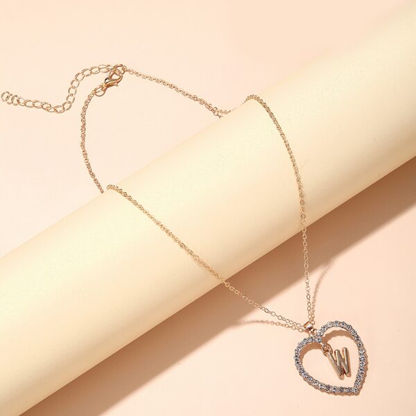 

Heart & Letter Charm Necklace, Gold