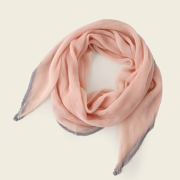 

Contrast Trim Pleated Scarf, Pink